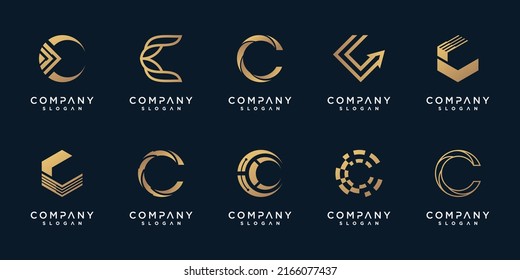 Letter C vector icon logo design with creative unique style Premium Vector