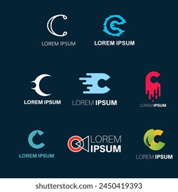 Letter C vector illustration logo set. trendy and catchy logo designs for Brands  and companies with letter C. 