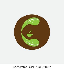 letter c vector illustration of tea leaf design