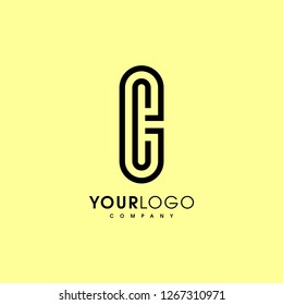 Letter C vector line logo design. Creative minimalism logotype icon symbol. - Vector