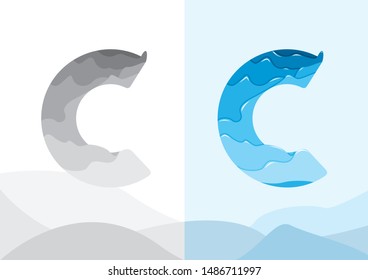 Letter C vector line logo design. Creative minimalism logotype icon symbol.