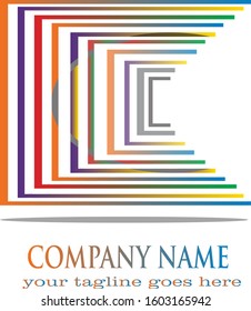 Letter C vector line logo design. Creative minimalism logotype icon symbol colorful