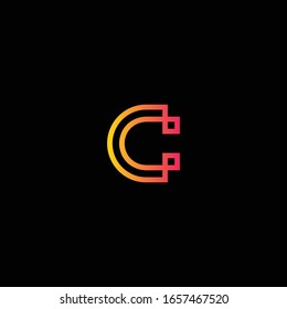Letter C vector line logo design. Creative minimalism logotype icon symbol.