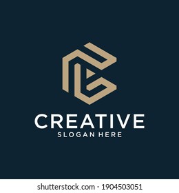 Letter C vector line logo design. Creative minimalism logotype icon symbol