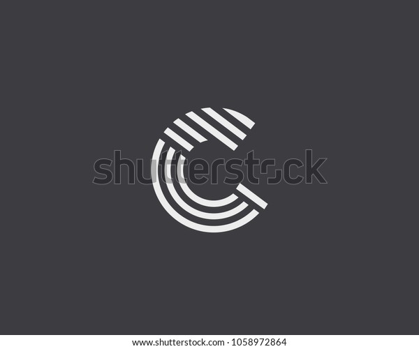 Letter C vector line logo design. Creative\
minimalism logotype icon\
symbol.