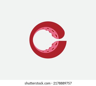 Letter c vector logo of a cool octopus leg shape