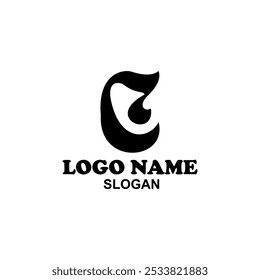 Letra C diseño de logotipo de Vector con nombre editable