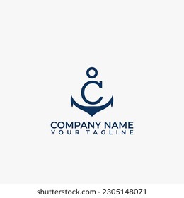 Letter C vector logo integrated in a simple minimalist anchor shape.