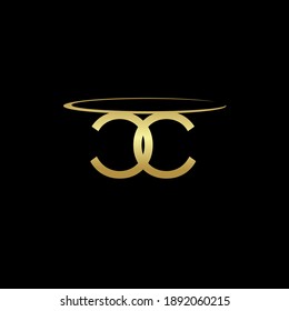 Buchstabe C, Vektorlogo mit goldenem Farbdesign