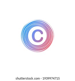 letter C. vector logo monogram alphabet design lines circle gradation