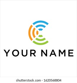 letter c vector logo signal abstract modern graphic