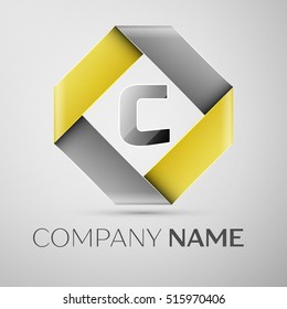 Letter C vector logo symbol in the colorful rhombus. Vector template for your design