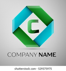 Letter C vector logo symbol in the colorful rhombus. Vector template for your design