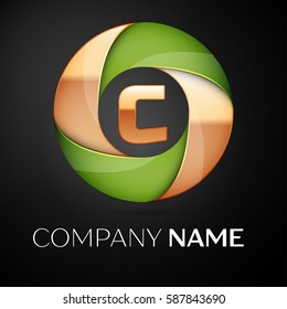 Letter C vector logo symbol in the colorful triangle on black background. Vector template for your design