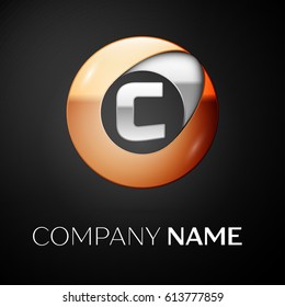Letter C vector logo symbol in the colorful circle on black background. Vector template for your design