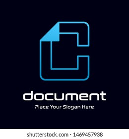 Letter C vector logo template with paper or page symbol. This alphabet suitable for office, data, administration.
