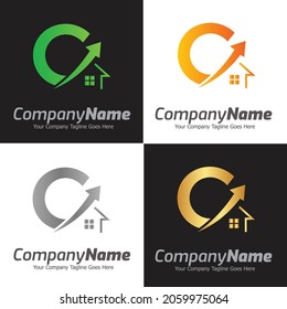 Plantilla de logotipo vectorial de la letra C, logotipo de la letra colorida C, inmobiliario, logotipo de construcción y diseño de la plantilla de vectores