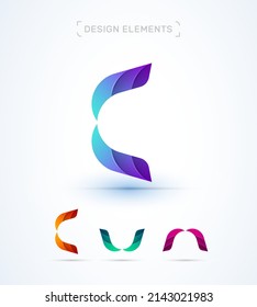 Letter C vector logo template. Creative app icon, company sign in flat, 3d, line styles. Twisted origami