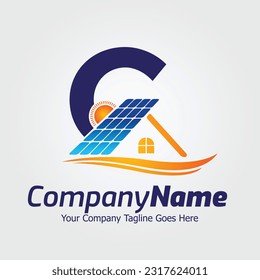 Letter C vector logo template, Colorful Letter C logo, Solar power logo design,  Solar panel logo, Renewable energy, Solar energy brand