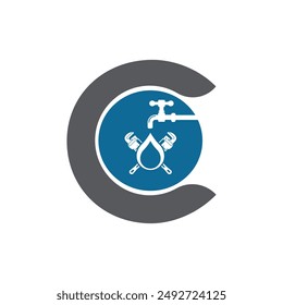 Letter C vector logo template, Colorful Letter C logo, Modern Plumbing Services Logo Design