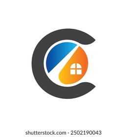 Letter C Vektor Logo Vorlage, Farbiger Letter C Logo, Immobilien, Gebäude und Bau Logo Design Vorlage Vektor Symbol