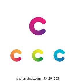Letter C vector unusual bold rounded font. Gradient