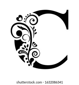 Letter C Black Flower Alphabet Beautiful Stock Vector (Royalty Free ...