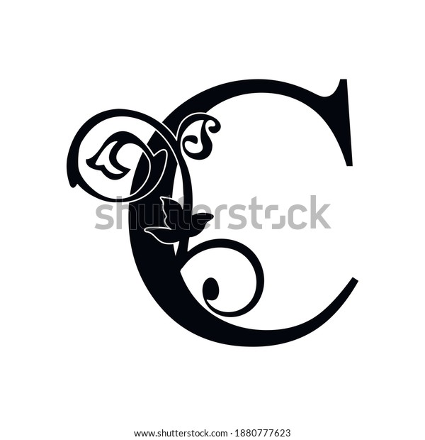 Letter C Vintage Black Flower Ornament Stock Vector (Royalty Free ...