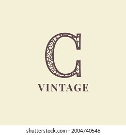 letter C vintage decoration logo vector design