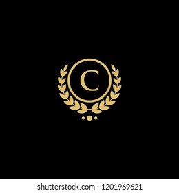 letter C vintage wheat logo