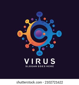 Letter c virus gradient logo design in vector