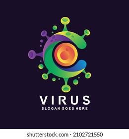 Letter c virus logo design in vector