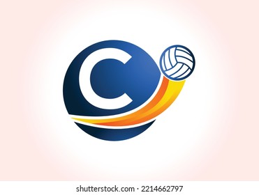 Letter C Volleyball Logo Design For Volleyball Club Symbol Vector Template. Volleyball Sign Template Design.