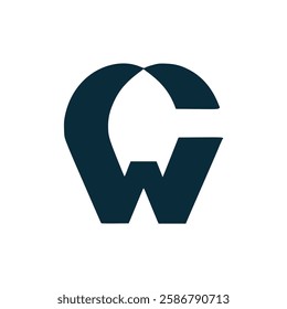 letter C and W combined monogram logo vector illustration template design