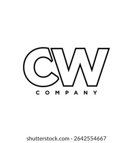 Letter C and W, CW logo design template. Minimal monogram initial based logotype.