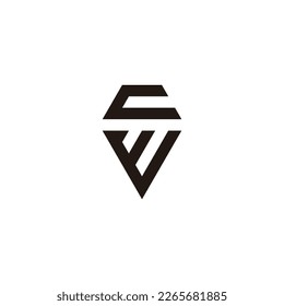 Letra c y W diamante geométrico símbolo simple vector