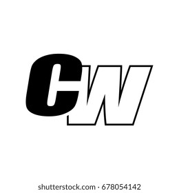 letter C and W logo overlapping black negative
