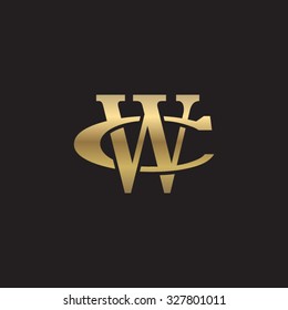 letter C and W monogram golden logo