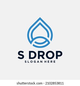 Letra c logotipo de gota de agua diseño vector estilo monolítico logo de gota de agua con letra s