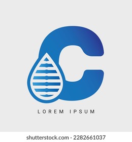 Letter C with Water Drop Logo Template Illustration Design