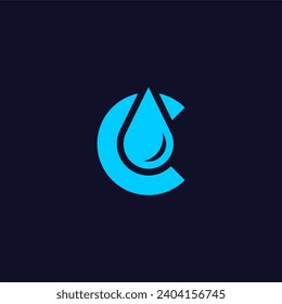 Diseño del logotipo de la caja de agua de la letra C, diseño de logotipos modernos y plantilla de ilustración vectorial	