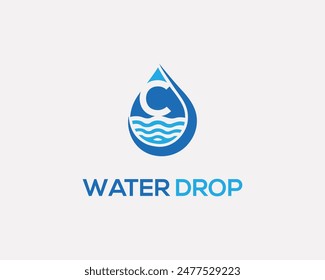 Letter C water drop logo icon design template elements vector.
