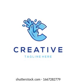 Carta C Resumen de salpicaduras de agua Creativo Logotipo de líquidos comerciales modernos