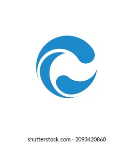 letra c movimiento de salpicadura de agua vector geométrico limpio