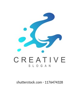 letter c water splash vector logo design