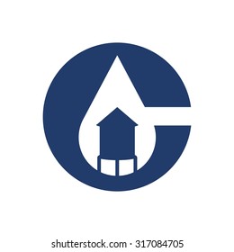 letter C and water tank logo vector template.