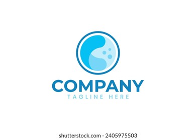 letter C with water wave laundry modern logo design for laundry and cleaning company business