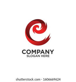 letter C with wave logo design