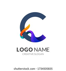 Letter C Wave Logo Design, Creative Initial Letter Mark Logo Vector