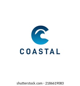 letra C con diseño de logotipo Wave